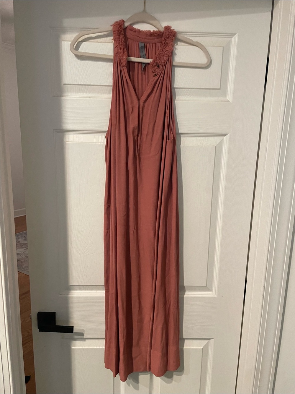 Raquel Allegra Fringe Halter Maxi Dress - Rosewood